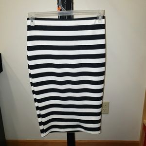 Black & White Striped Pencil Skirt